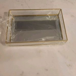 Decorative Gold Mirror Tray for Jewelry Bathroom Vanity Storage Organizer